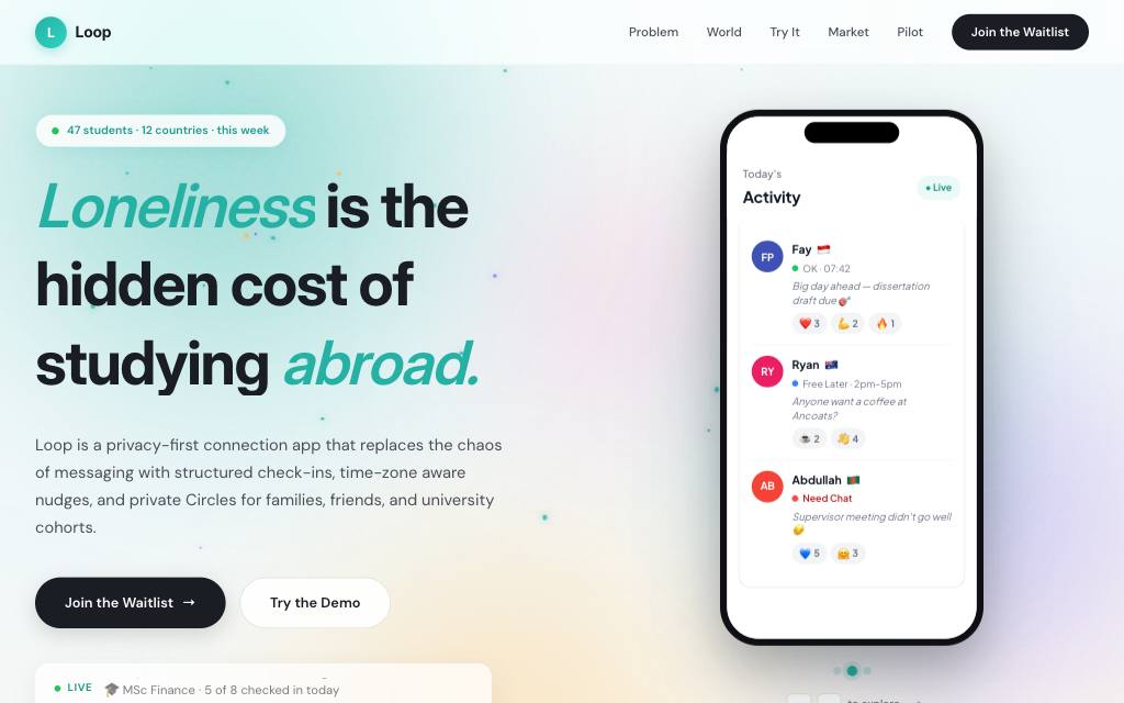 Preview of the Loop website